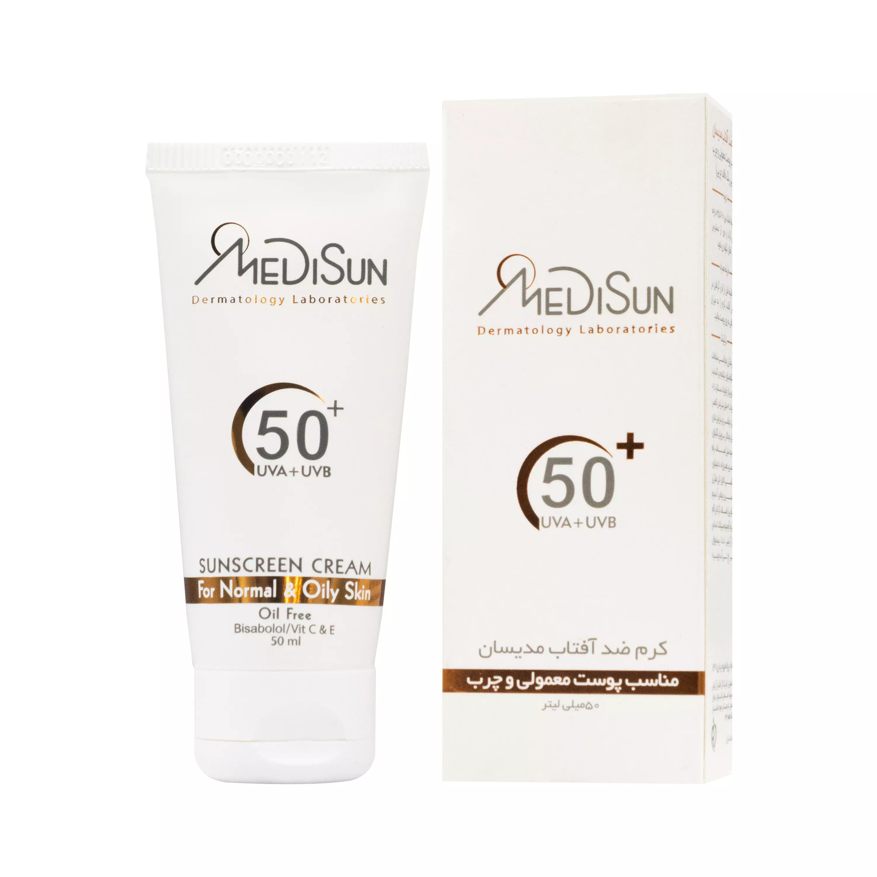 ضد آفتاب +SPF50 بی رنگ پوست معمولی و چرب مدیسان